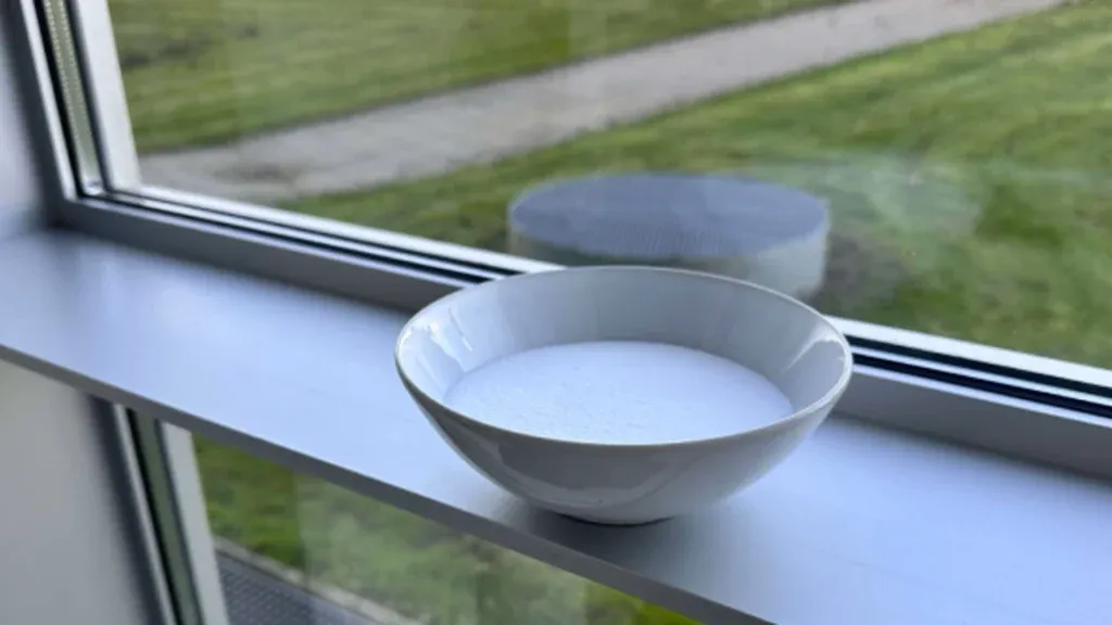 Jednoduchý kuchyňský trik: miska soli na parapetu proti vlhkosti